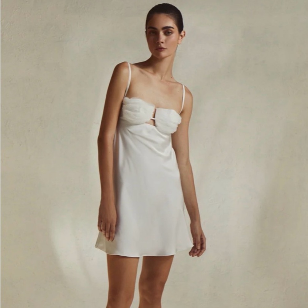 Elegant White Satin Slip Dress